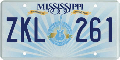 MS license plate ZKL261