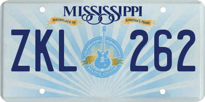 MS license plate ZKL262