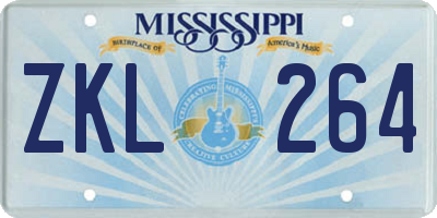 MS license plate ZKL264