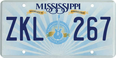 MS license plate ZKL267
