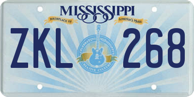 MS license plate ZKL268