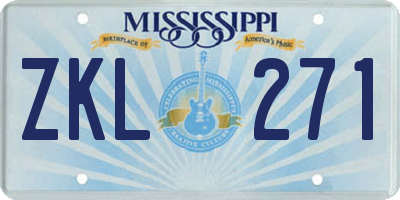 MS license plate ZKL271