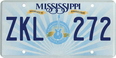 MS license plate ZKL272