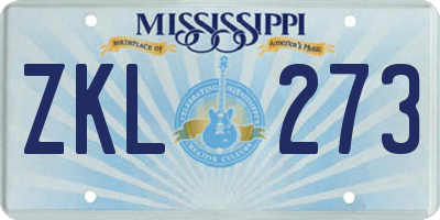 MS license plate ZKL273