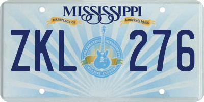 MS license plate ZKL276