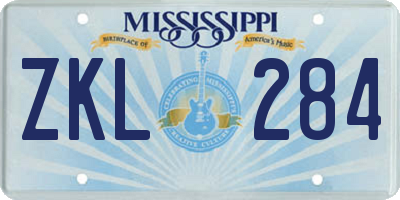 MS license plate ZKL284