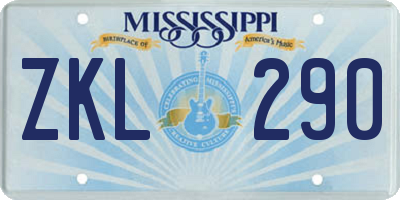 MS license plate ZKL290
