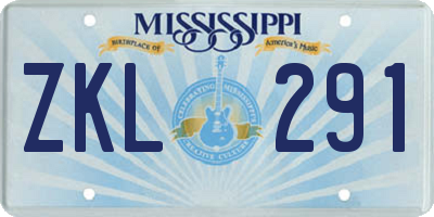 MS license plate ZKL291