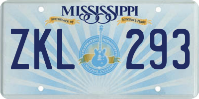 MS license plate ZKL293