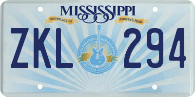 MS license plate ZKL294