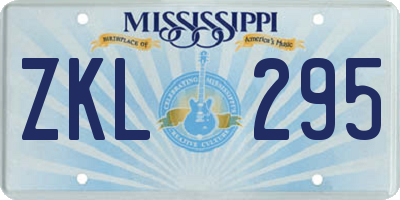 MS license plate ZKL295