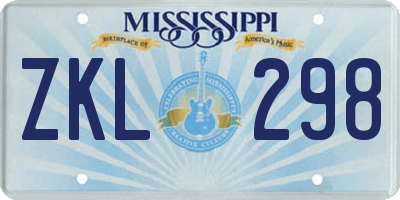 MS license plate ZKL298