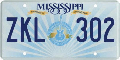 MS license plate ZKL302