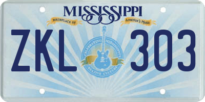 MS license plate ZKL303