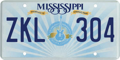 MS license plate ZKL304