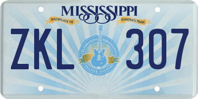 MS license plate ZKL307