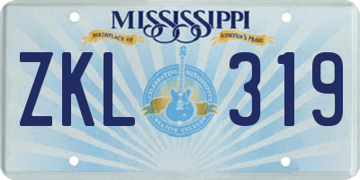 MS license plate ZKL319