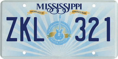 MS license plate ZKL321