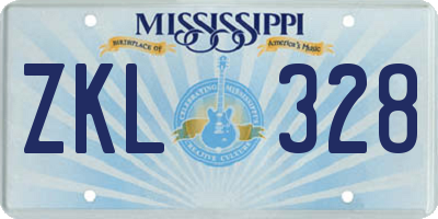 MS license plate ZKL328