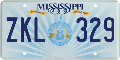 MS license plate ZKL329