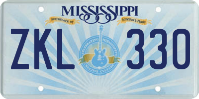 MS license plate ZKL330