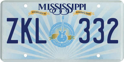 MS license plate ZKL332