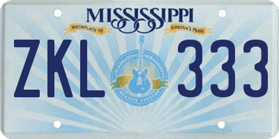 MS license plate ZKL333