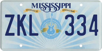 MS license plate ZKL334