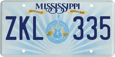 MS license plate ZKL335