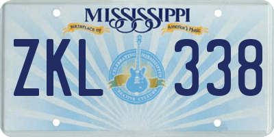 MS license plate ZKL338