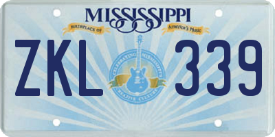 MS license plate ZKL339