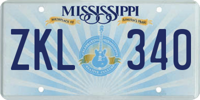 MS license plate ZKL340