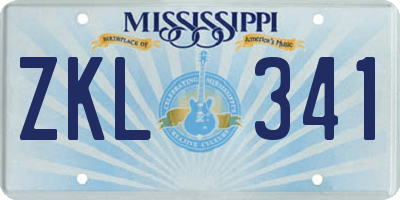 MS license plate ZKL341
