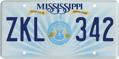 MS license plate ZKL342