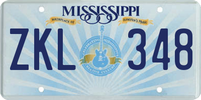 MS license plate ZKL348