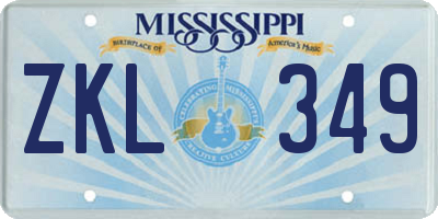 MS license plate ZKL349