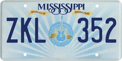 MS license plate ZKL352