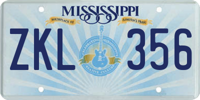 MS license plate ZKL356