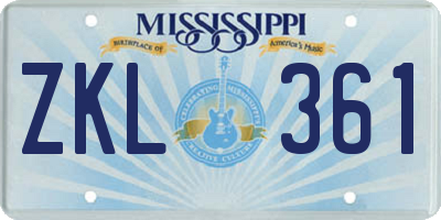 MS license plate ZKL361
