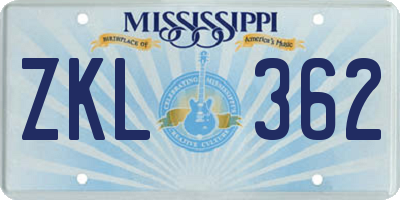 MS license plate ZKL362