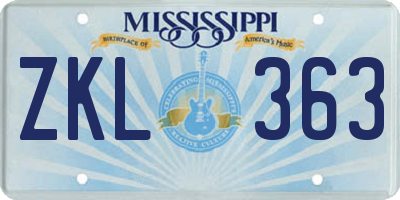 MS license plate ZKL363