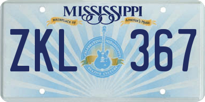 MS license plate ZKL367