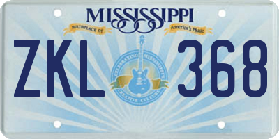 MS license plate ZKL368