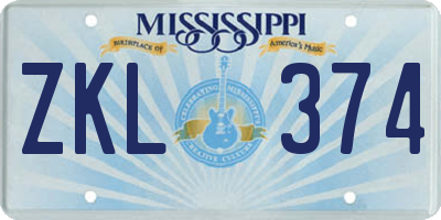 MS license plate ZKL374