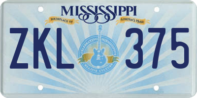 MS license plate ZKL375