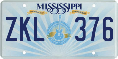 MS license plate ZKL376