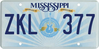 MS license plate ZKL377