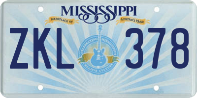 MS license plate ZKL378