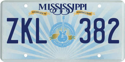 MS license plate ZKL382