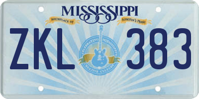 MS license plate ZKL383